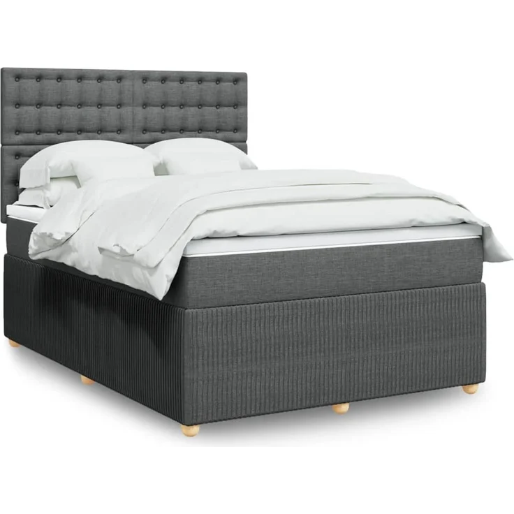 vidaXL Boxspringbett mit Matratze Dunkelgrau 140x200 cm Stoff 3294394 – Bild 1