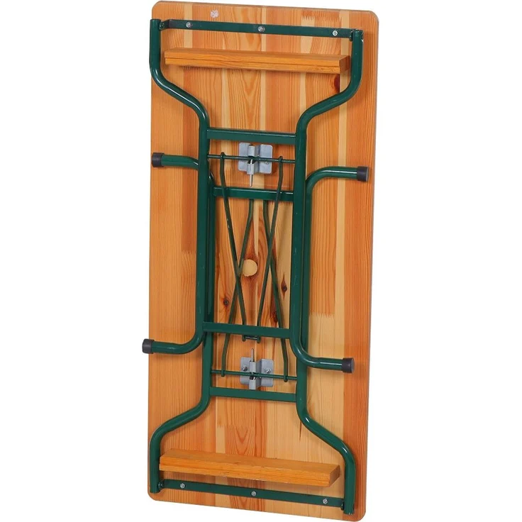 Fun Star Festzeltgarnitur mit Rückenlehne, 3-teilig, Holz natur / Stahl grün, 79 x 50 x 110 cm – Bild 6
