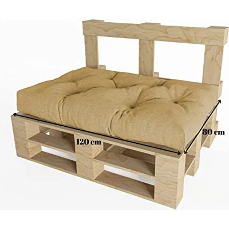 chilly pilley Palettenauflage Schaumflocken palettenkissen Palettenpolster Palettenmöbel Palettensofa Rückenlehne Sitzkissen Seitenkissen Set (5er Set Beige) – Bild 7