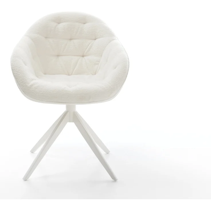 Drehstuhl Gaio-Flex Bouclé Soft Beige Kreuzgestell breit Weiß 360° drehbar Wippfunktion – Bild 2