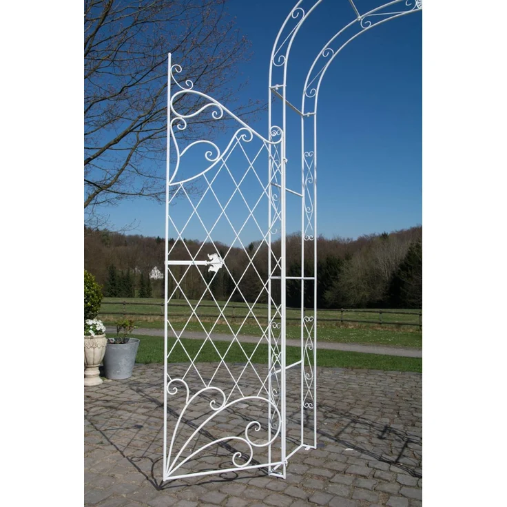 Rosenbogen MINDEN mit Tor - 120x40x220cm, Metall, Weiß | Rankhilfe Rosen Rankgitter Gartendekoration – Bild 7