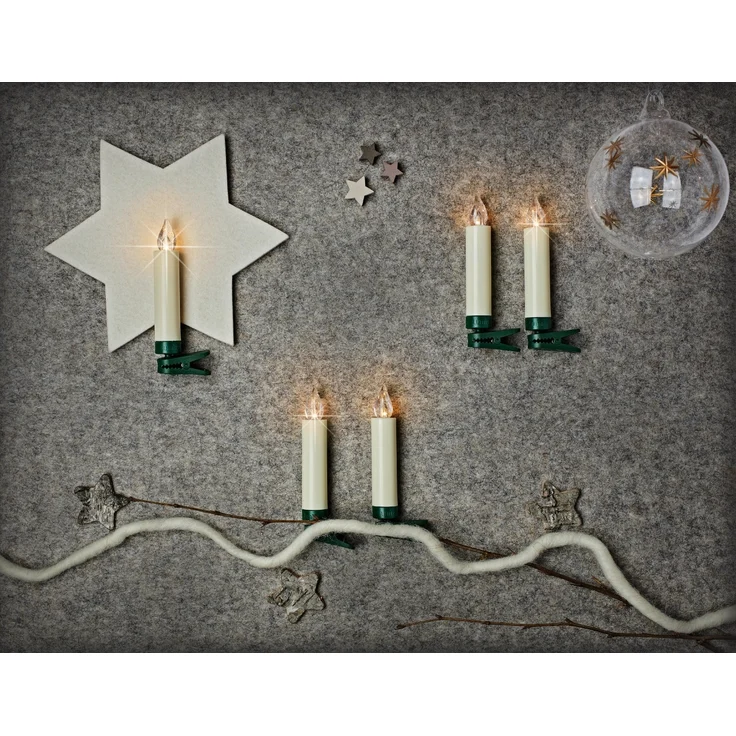 kabellose Kerzen, LUMIX SUPERLIGHT MINI, superhelle warmweiße LEDs, cremefarben Basis-Set, 12 Stück – Bild 2