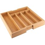 axentia Besteckkasten, Bambus, 5 - 7 Fächer, ca. 31-48,5 x 5,5 x 37 cm, Holzfarben