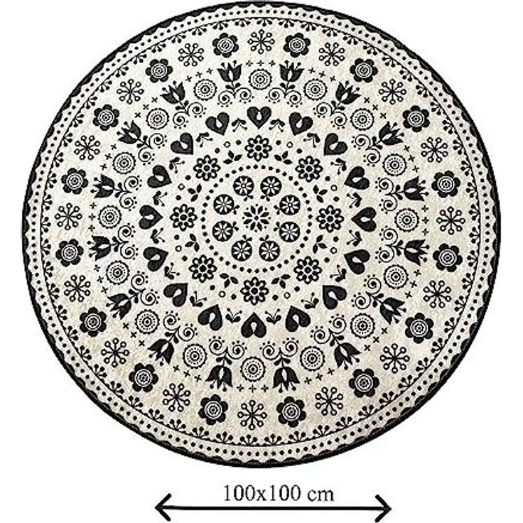WELL HOME MOBILIARIO & DECORACIÓN Badteppich, Mandala, Weiß und Schwarz – Bild 4