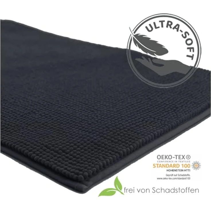 heimtexland Badematte Badvorleger Chenille Badteppich Duschvorleger, rutschhemmend beschichtet, Fußbodenheizung geeignet, fußbodenheizungsgeeignet, saugstark, schnell trocknend, strapazierfähig, rutschfest, Polyester, rechteckig, 45x50 cm, Hochflor, su... – Bild 4