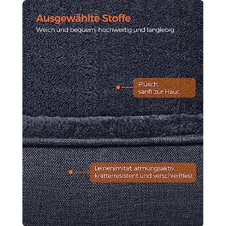 Feandrea Hundebett, Hundekissen in Leinenoptik, Hundekorb, erhöhte Ränder, rutschfeste Unterseite, Bezug abnehmbar waschbar, XXL, für extra große Hunde, 120 x 90 x 30 cm, dunkelgrau PGW013G01 – Bild 5