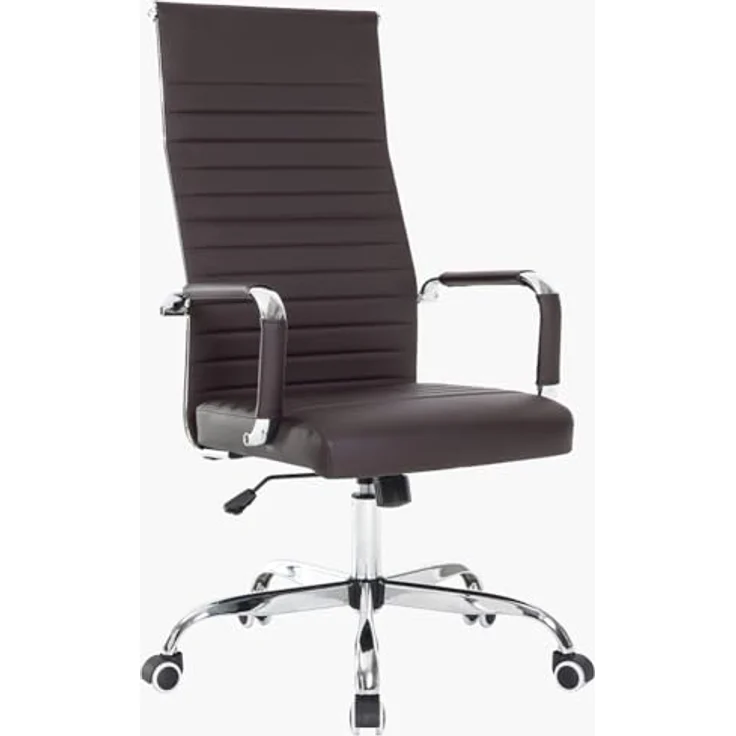BAKAJI bürostuhl, Stahl, PU-Leder, braun, 65x109-119 cm – Bild 2