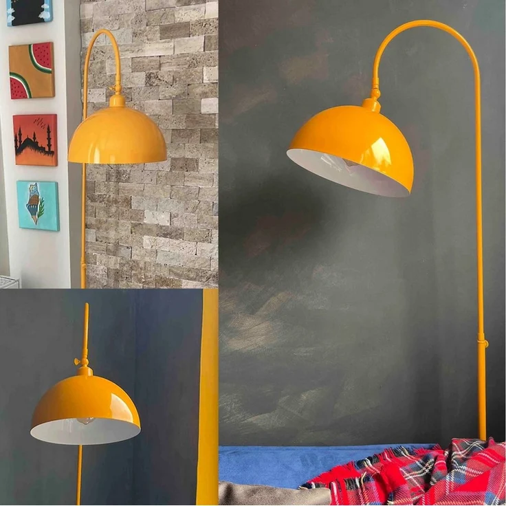Bamyum Stehlampe Moderne Stehlampe aus Metall mit E27, verstellbarer Lampenschirm, ohne Leuchtmittel, E27, verstellbarer Lampenschirm, Stehluchte mit Ablage – Bild 2