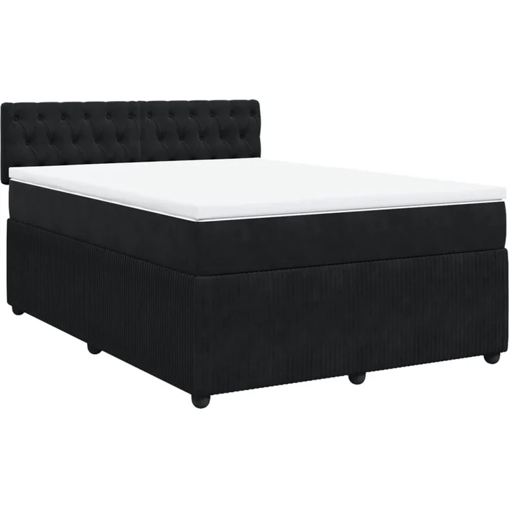 vidaXL Boxspringbett mit Matratze Schwarz 160x200 cm Samt 3287790 – Bild 2