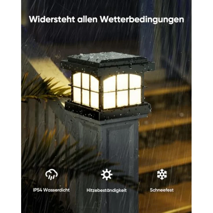 ROTTOGOON 8 Stück RGBCW Solar Pfostenleuchte, Solar Pfostenkappen 10x10 cm | 9 Farben 3 Modi, IP54 Wasserdicht, Holz/Vinyl Pfosten, Solarlampen Außen für Zaunpfosten Gärten Terrassen Veranden – Bild 6