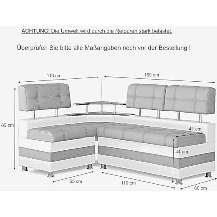 Rodnik Eckbank Latte mit Truhen, mit Stauraum und Ablage, Schenkel wechselbar – Bild 3