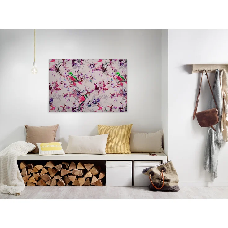 Vögel Leinwandbild Rosa Blau 90x60 DD120350 Keilrahmenbild Wandbild Leinwand – Bild 7