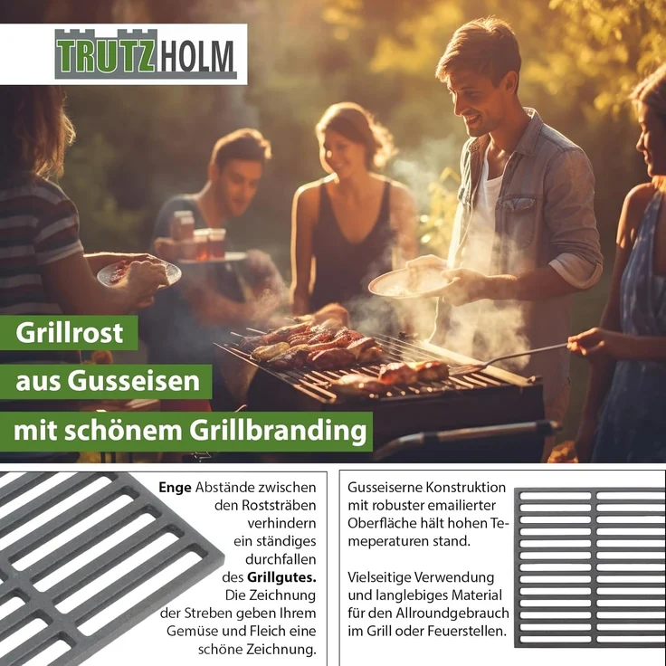 Trutzholm Grillrost rechteckig, Gusseisen emailliert, 67x40 cm – Bild 6