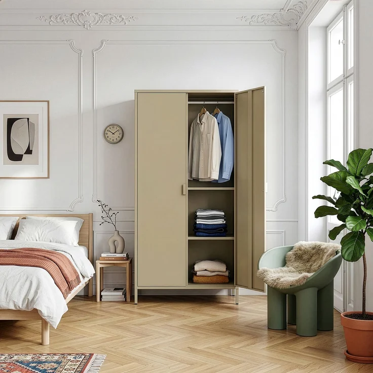 Kleiderschrank Esteli 170x80x45 cm Stahl Kamelfarben [en. casa] – Bild 4