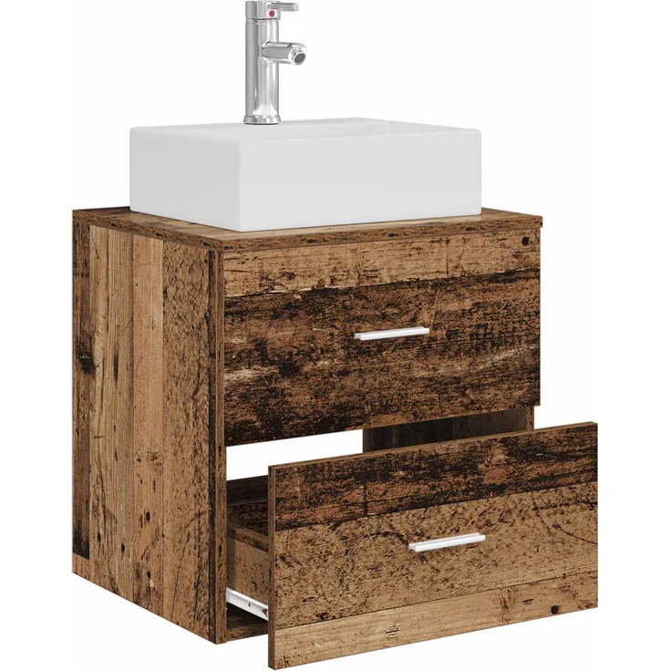 vidaXL Wandmontierter Waschbeckenunterschrank Altholz 890284 – Bild 3