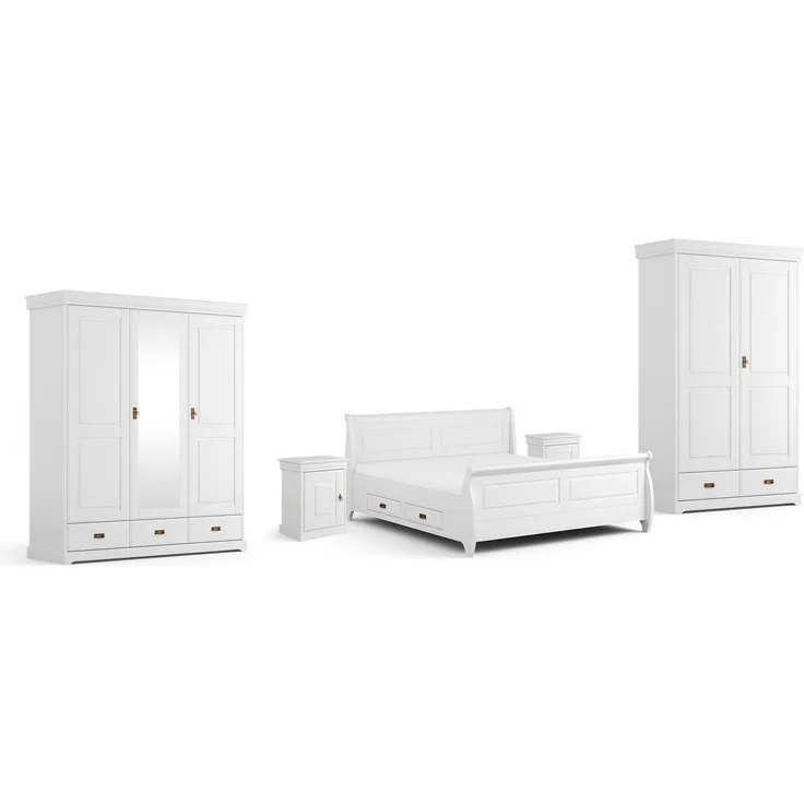 Schlafzimmer-Set Toskania komplett 5-teilig Massivholz gebeizt Ausführung Kiefer weiß
