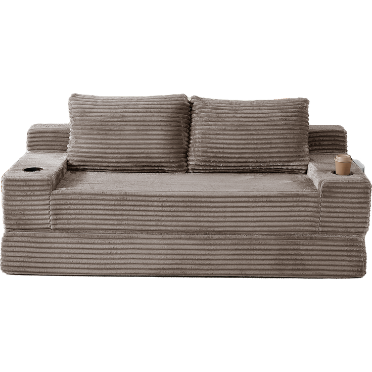 ZUBALIYA Sofa mit LED - Beleuchtung, mit Stauraum, mit Cordbezug, mit breiten Armlehnen, ohne aufwendige Montage – Bild 3