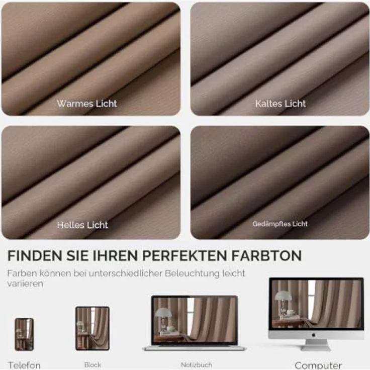 CUCRAF Vorhänge Blickdicht mit Kräuselband 2 Stück H160 x B132 cm Thermovorhang Schallschutz Verdunklungsvorhänge Kälteschutz für Wohnzimmer Kinderzimmer Schlafzimmer Vorhang – Bild 3