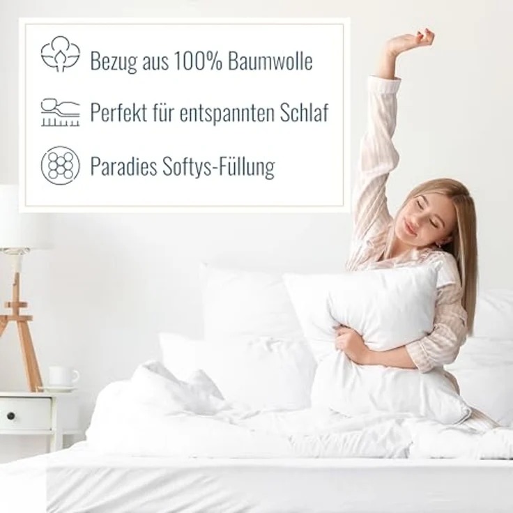 2 Stück Paradies Softy Kopfkissen Kissen Faserkissen 80x80 waschbar – Bild 3