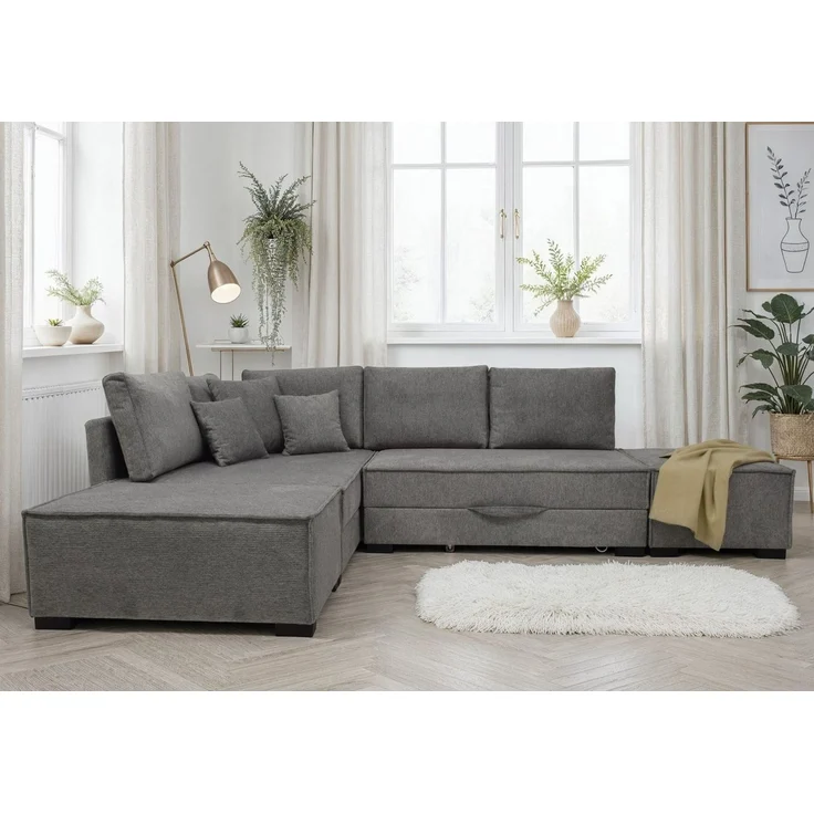 Home affaire Ecksofa Night & Day L-Form, B: 316 cm mit Dauer-Schlaffunktion 180x200 cm, Set: Sofa & Hocker, Schlaffunktion, Bettkasten & Kissen, Boxspringbett – Bild 1
