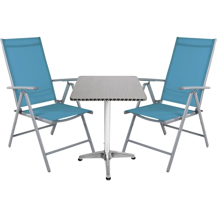 Bistrogarnitur 3-teilig Aluminium - Textilen Silber / Patrol