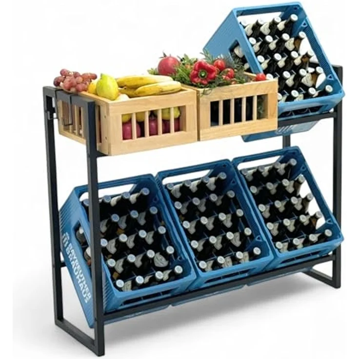 DanDiBo Getränkekistenregal 6 Kisten mit Gitter Haken 100 cm Metall 96598 Getränkeregal Kistenregal Getränkekistenhalter – Bild 1
