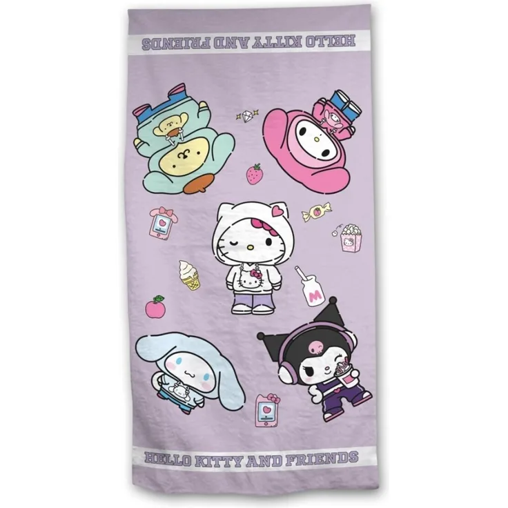 Hello Kitty & Frienfs Badehandtuch Strandtuch 70x140 cm aus Baumwolle – saugfähig & weich