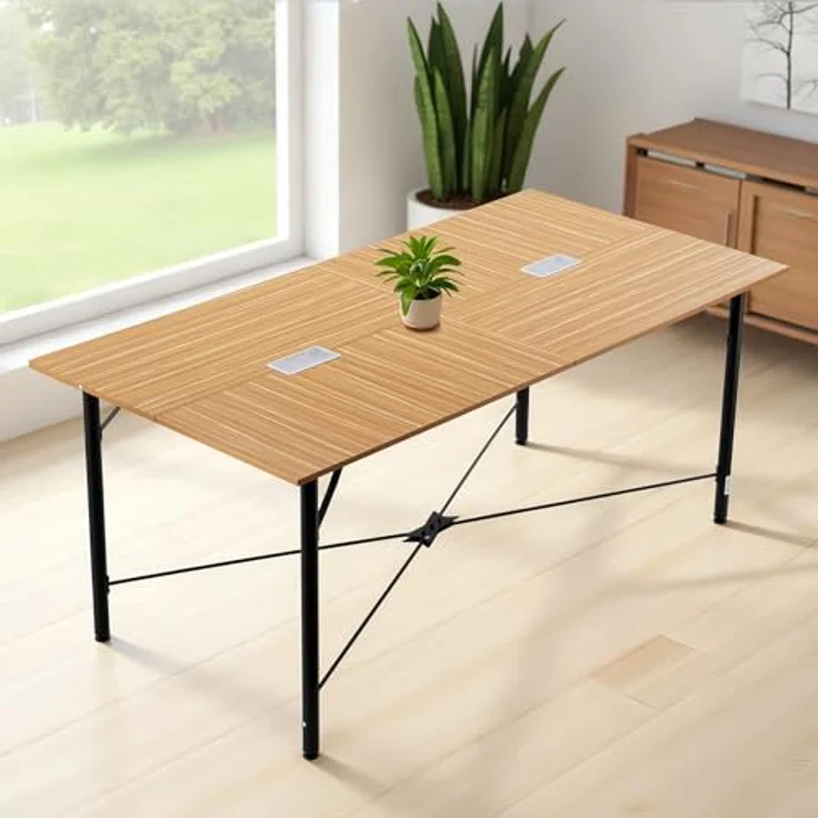 VEVOR Konferenztisch Besprechungstisch für 6-8 Personen 180x90 cm (L x B) rechteckiger Kombinationsschreibtisch Meetingtisch Mehrzwecktisch Pausentisch mit Metallbeinen für Büro Konferenzraum – Bild 3