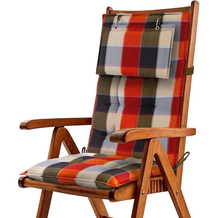 Beautissu Hochlehnerauflage Premium Hochlehner Auflage Kopfpolster Sun Sun-HL, 120x50cm, Beige, Mit Kopfpolster, rutschfest & robust – Befestigungsbänder, UV 5 – Bild 1