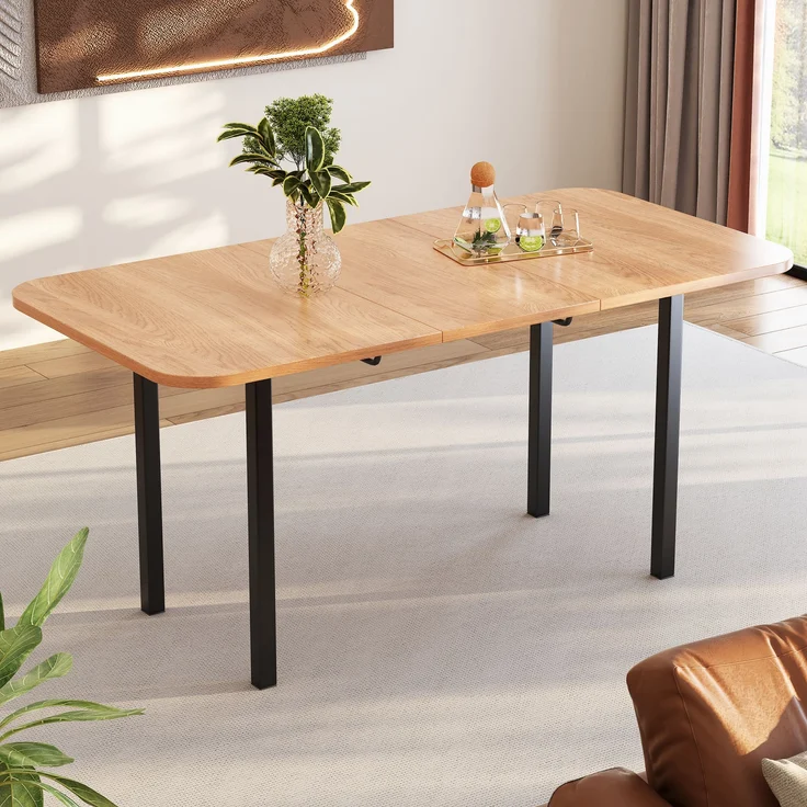 Ausziehbarer Esstisch 120/160x80x75 cm, American White Oak Optik – Bild 2