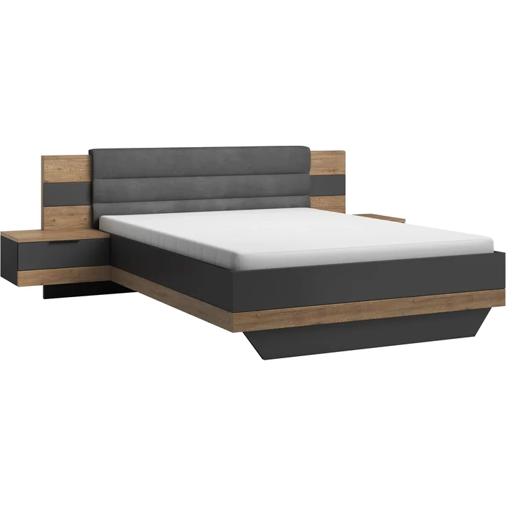 Schlafzimmer-Set >LINEA< (2-teilig) Bartex Eiche/Graphit, Schrank 280x215x58, Bett 296x97x210 – Bild 6
