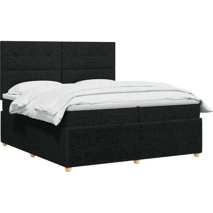 vidaXL Boxspringbett mit Matratze Schwarz 200 x 200 cm Stoff 3454475 – Bild 3