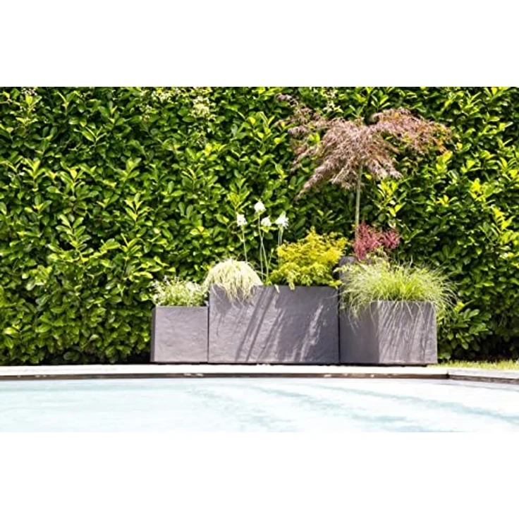 ONDIS24 Blumenkasten Vulkan 57L Gestein/Basalt Optik mit Wasserspeicher Pflanzenkasten, 79.5 x 29.5 x 29.5 (H) cm – Bild 2