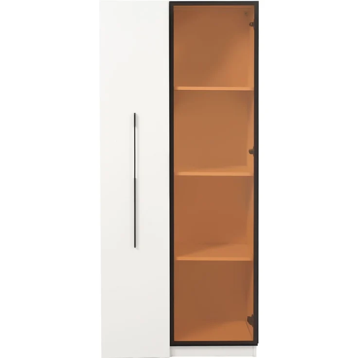 ZUBALIYA Multifunktionsschrank 160 cm hoch – Bücherregal und Vitrine mit Türen aus gehärtetem Glas, Türrahmen aus Aluminium, 1 Tür, 1 seitliche Schublade, mit Rollen und LED-Beleuchtung – Vitrine, Esszimmersch – Bild 19