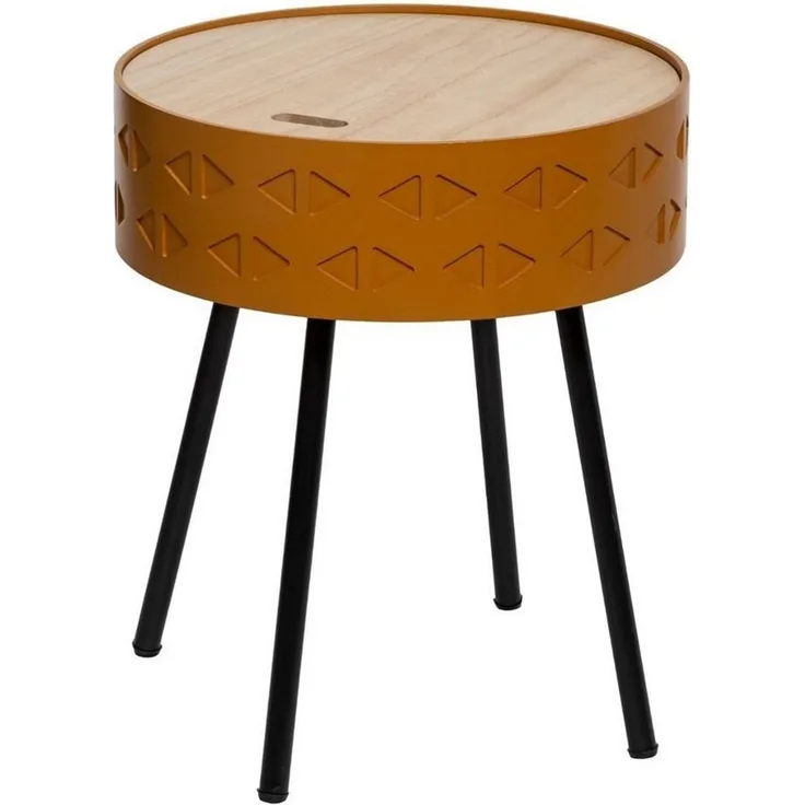 Runder Couchtisch mit Stauraum, SHIRO, braun