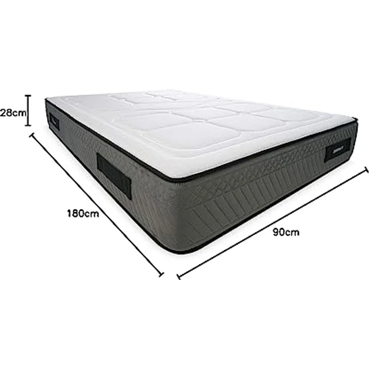 DUÉRMETE ONLINE Viskoelastische Matratze, Mylos Biogel, Höhe 28 cm, fest und bequem, milbendicht und hypoallergen, thermoregulierend, HR, 90 x 180 cm – Bild 2