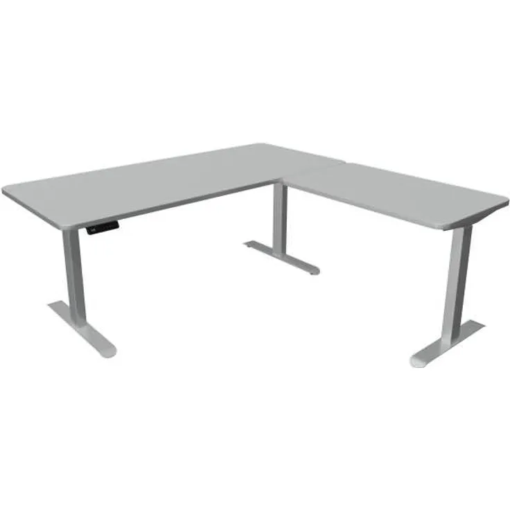 Kerkmann Schreibtisch Sitz-Stehtisch Move 3 Premium 180x80x72-121cm inkl. Anbautisch 100x60cm elektr. höhenverstellbar mit Memoryfunktion Lichtgrau
