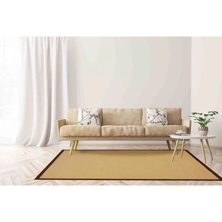carpetfine Sisalteppich Sisal, rechteckig, Höhe: 5 mm, mit farbiger Bordüre, Anti Rutsch Rückseite – Bild 2