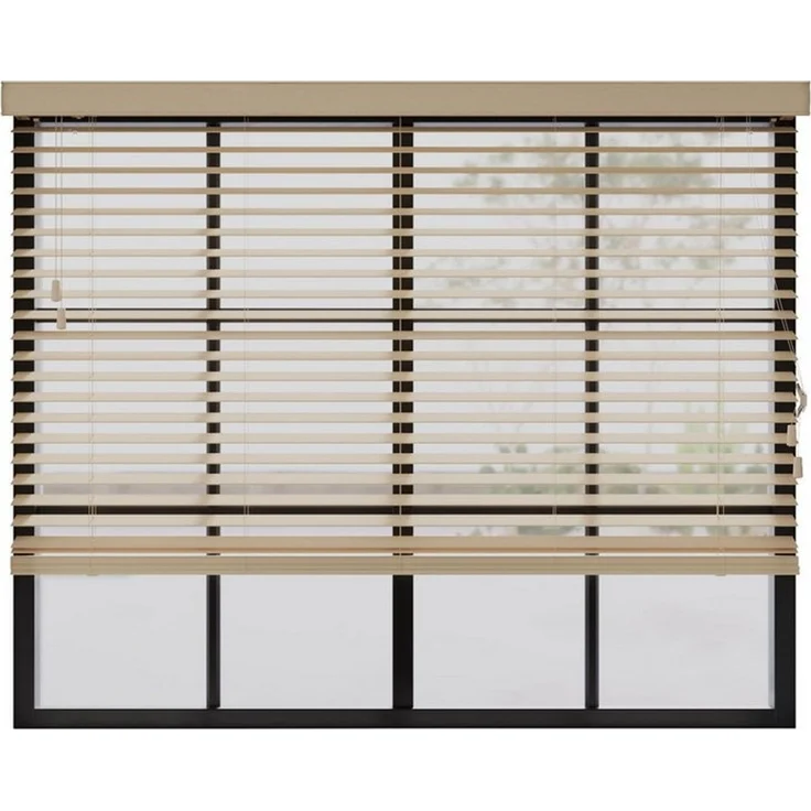 Cocoon Home Jalousie Holzjalousie 50mm Lammelen, Holz Jalousie in Breiten von 50 bis 240 cm, Halterung, Bohren, Echtholz, Bohrmontage, Innenjalousie 70 x 130 - Naturel – Bild 1