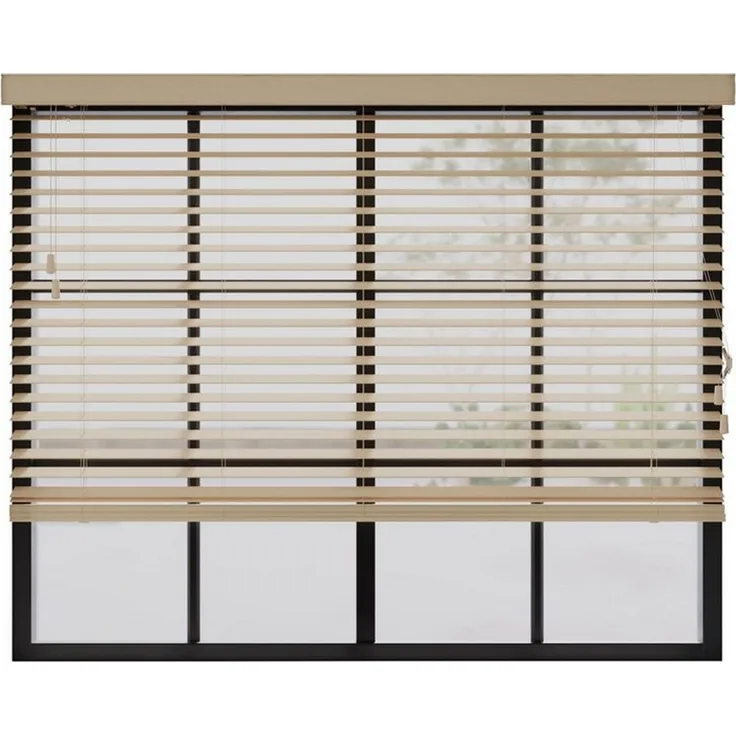 Cocoon Home Jalousie Holzjalousie 50mm Lammelen, Holz Jalousie in Breiten von 50 bis 240 cm, Halterung, Bohren, Echtholz, Bohrmontage, Innenjalousie 70 x 130 - Naturel