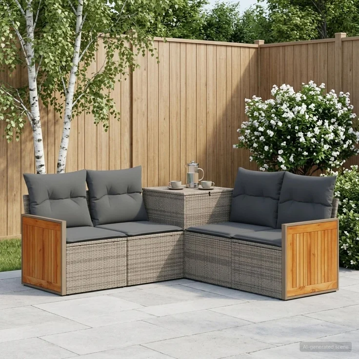 vidaXL Sofa Set 5 stk. Grau und Dunkelgrau 176 x 176 x 85 cm 3447962 – Bild 1