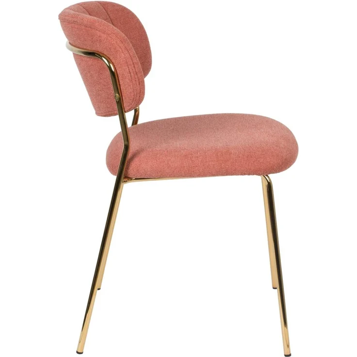 Esszimmerstuhl Jolien im 2er-Set, Rosa mit goldenem Metallgestell und Stoffbezug, Sitzhöhe 48 cm, belastbar bis 150 kg – Bild 3