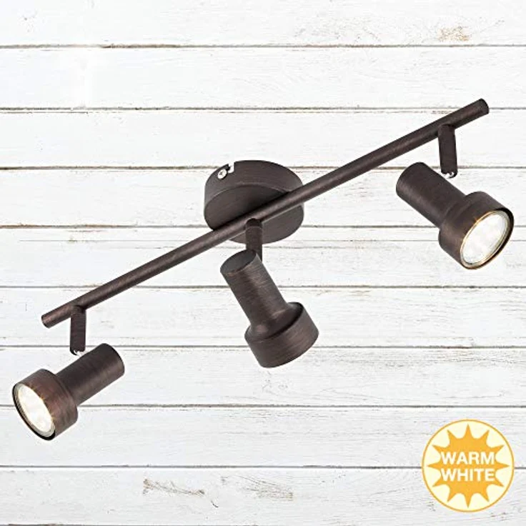Briloner Leuchten LED Deckenleuchte, 3-flammiger Deckenstrahler mit dreh- und schwenkbaren Spots, GU10, inkl. 3x3W, Kupfer-Antik, 48x12 cm – Bild 2