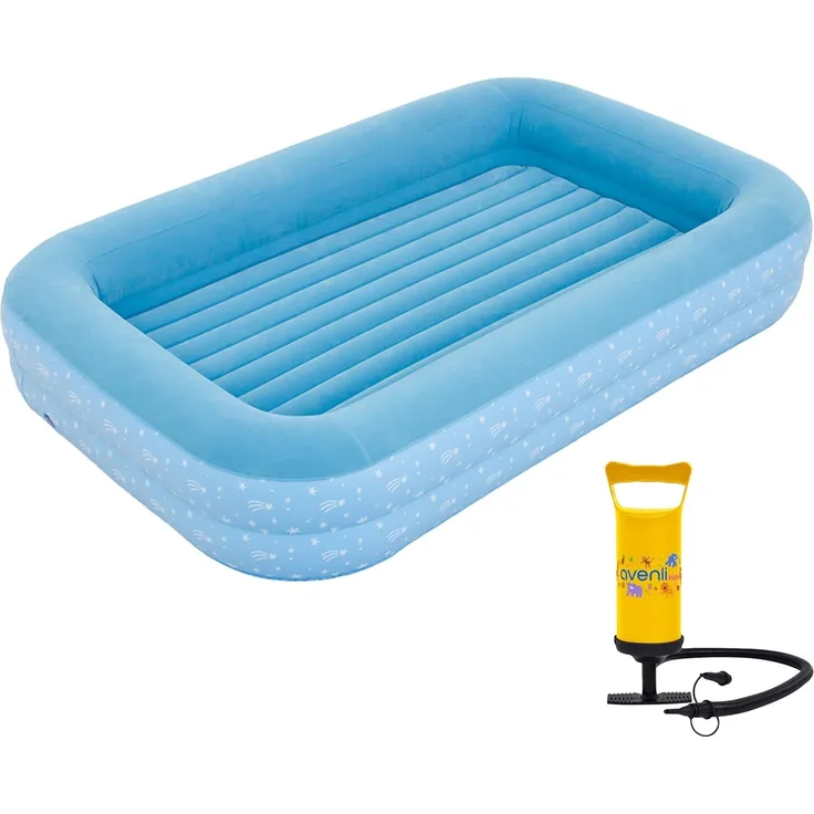 AVENLI Kinder Luftbett Luftmatratze 172x112x30cm beflockt inkl. Handpumpe Blau
