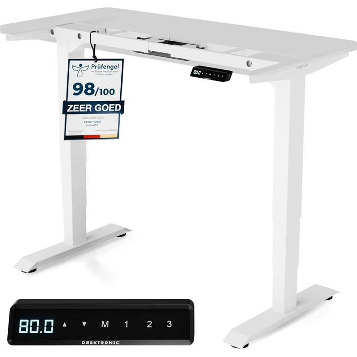 Desktronic Elektrisch Höhenverstellbarer Schreibtischgestell HomePro, Weiß, mit Memory-Funktion, Anti-Kollisions Technologie, USB-A und USB-C-Ladeanschlüssen – Bild 1