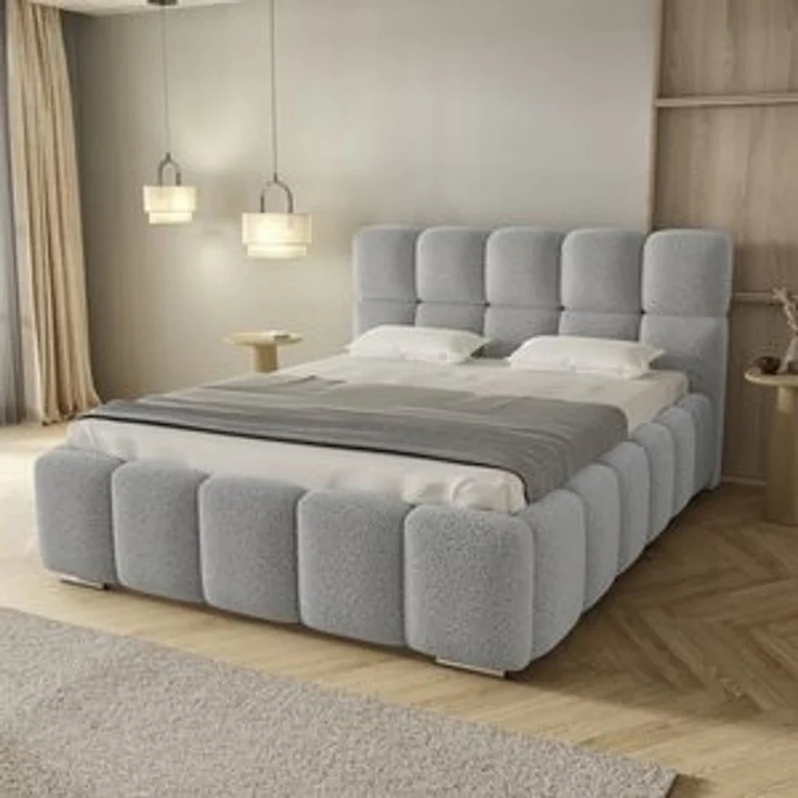 thematys Polsterbett mit Bettkasten & Lattenrost – Stauraumbett 200x200cm, ohne Matratze, Hellgrau – Bild 7