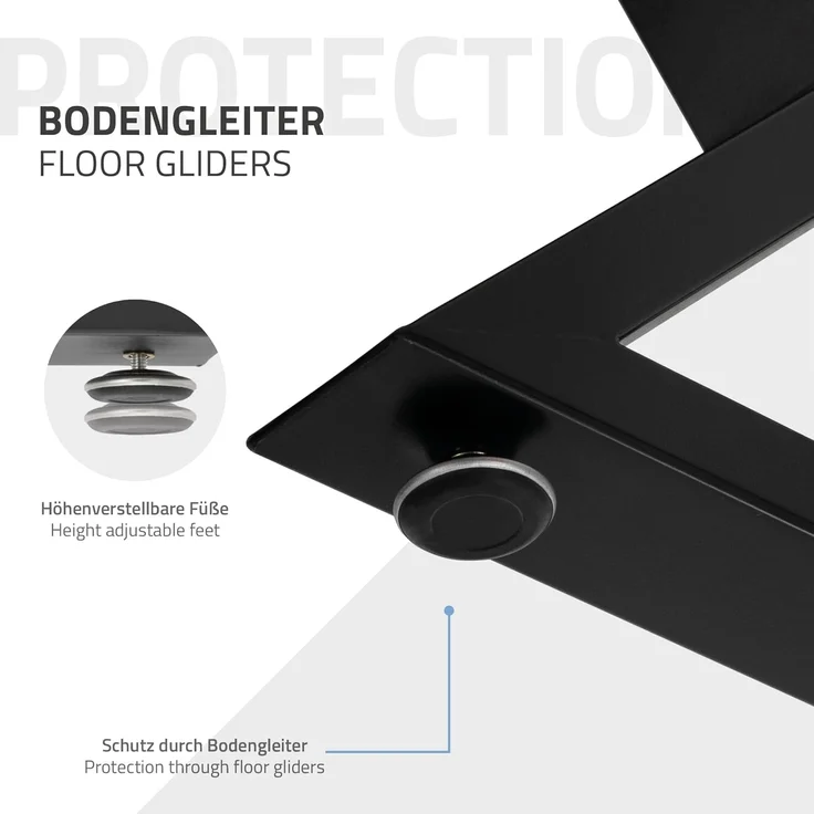 ML-DESIGN Tischbein 2er Set Tischgestell Tischkufen Möbelfüße aus Stahl Industriedesign, Kufengestell Bankkufen X-Form Schwarz Bankbeine für DIY-Projekte – Bild 4