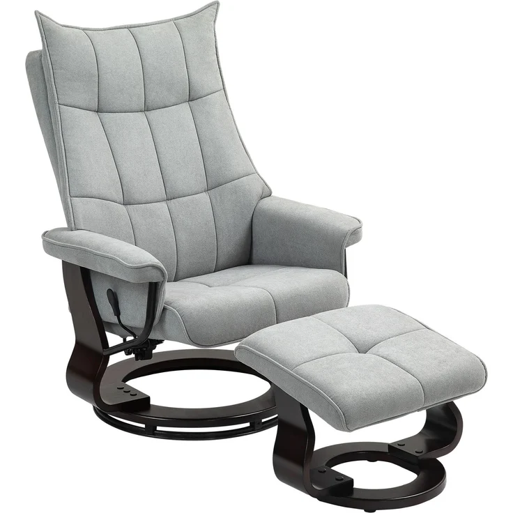MELAYR, Relaxsessel mit Hocker, drehbar, Samtoptik, verstellbare Rückenlehne, bis 150 kg, Grau, 81 x 87 x 113 cm – Bild 2