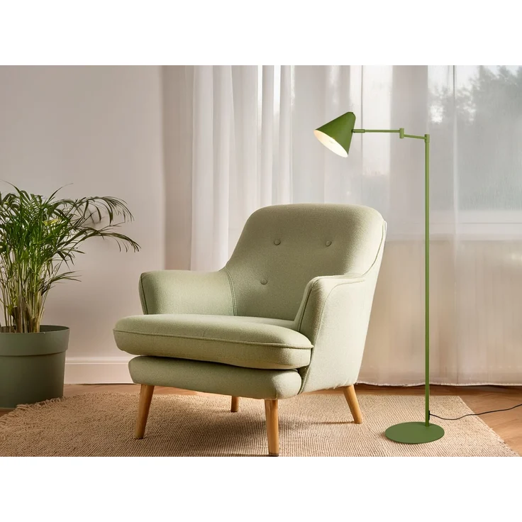 Kleine LED Stehleuchte mit Schwenkarm aus Metall Grün, Höhe 126,5cm – Bild 4