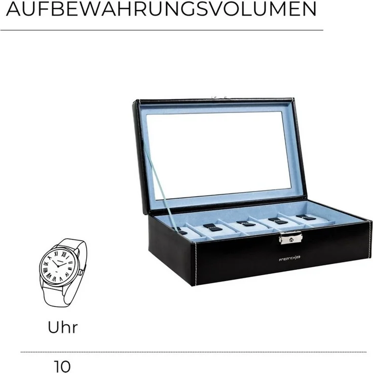 Friedrich23 Uhrenbox Bond mit Glasdeckel für 10 Uhren – Bild 2